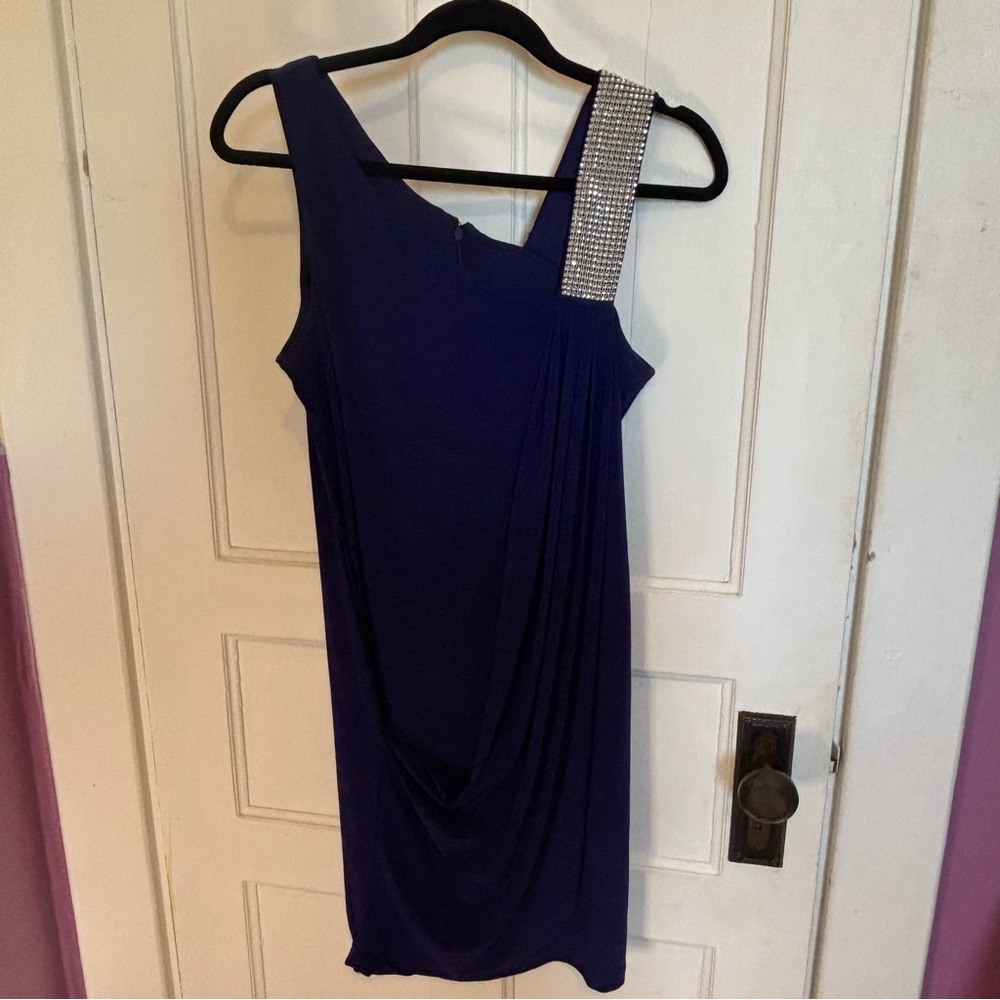Cleo One Shoulder Draped Dress 10P Royal Purple Cocktail Dress